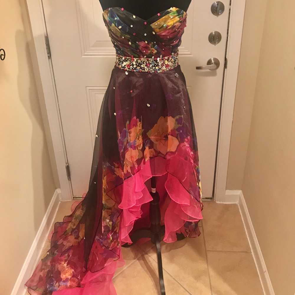 Paparazzi Black Organza Print Dress by Mori Lee